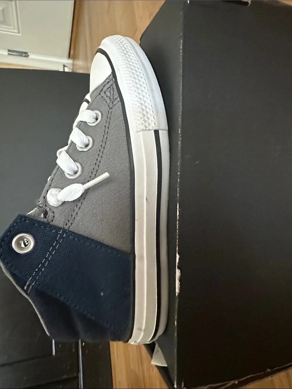 Converse Kids Gray and Navy High-Top Sneakers